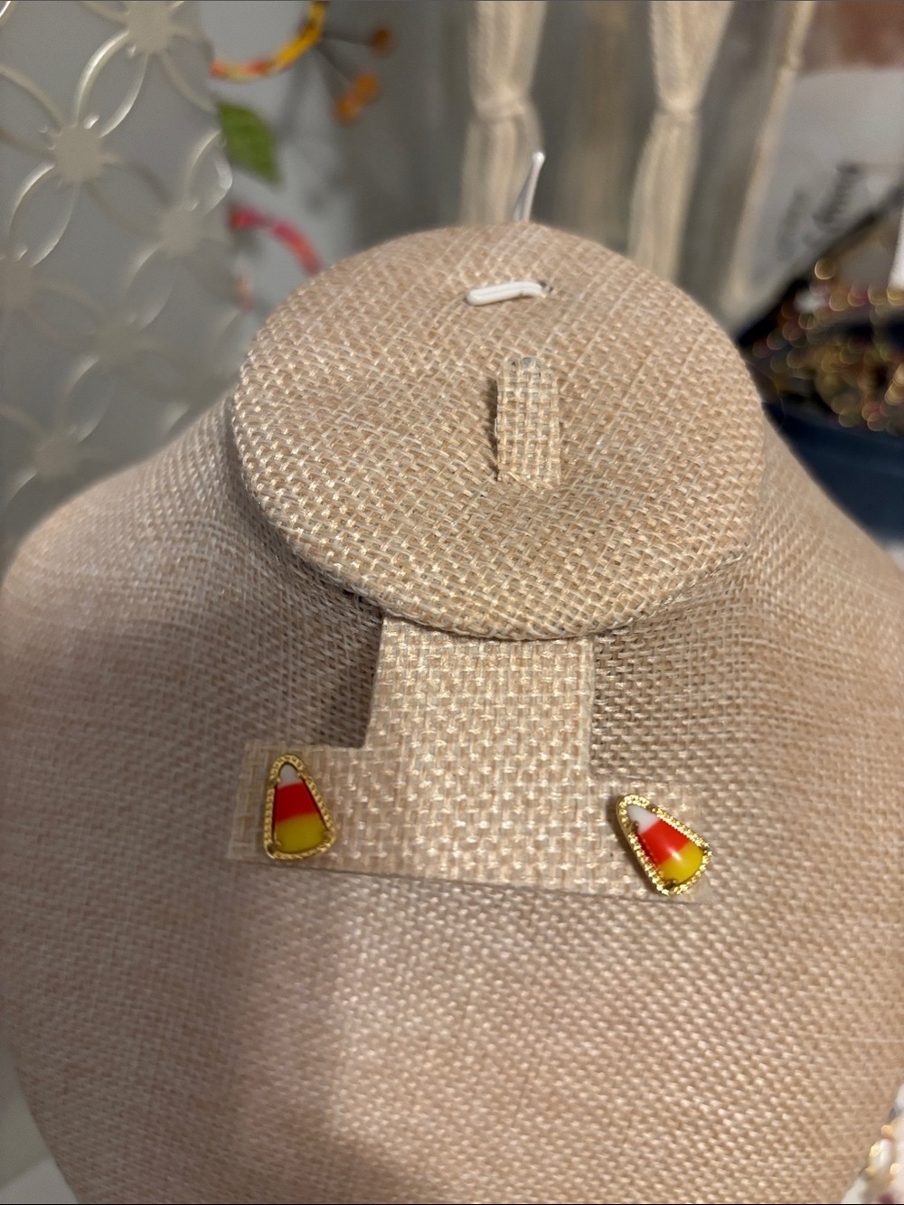 Candy Corn Stud Earrings in Yellow & Orange